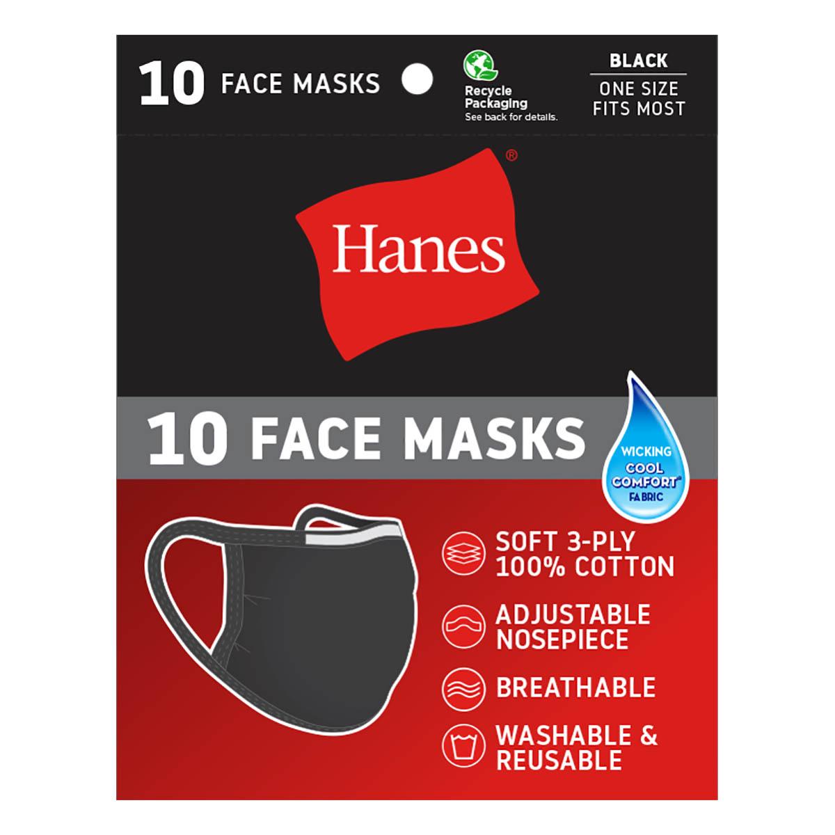 Hanes Cotton Face Coverings- 10 Pac