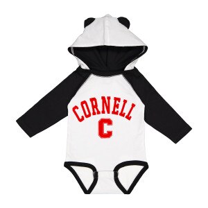 Infant Cornell Bear Onesie with Hood