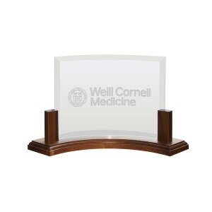 Weill Cornell Medicine Beveled Curved Glass in Stand