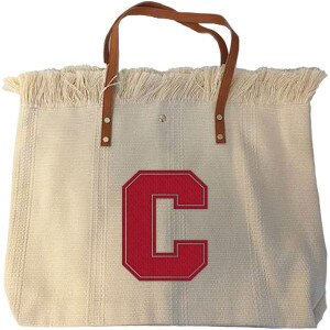 Block C Emb Tote w/Leather Straps
