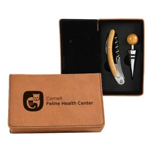 Cornell Feline Health Center Leatherette 2 Piece Wine Tool Set