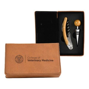 Cornell College of Veterinary Medicine Leatherette 2 Piece Wine Tool Set