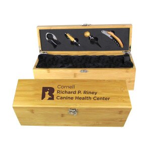 Cornell Riney Canine Health Center Bamboo Wine Gift Box with Tools