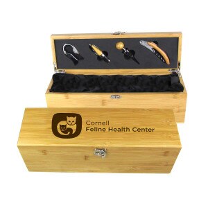 Cornell Feline Health Center Bamboo Wine Gift Box with Tools