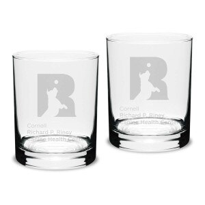 Cornell Riney Canine Health Center Double Old Fashion Glass Set