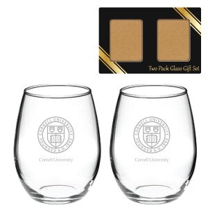 Cornell Seal Stemless 15oz Wine Glass 2pc Set