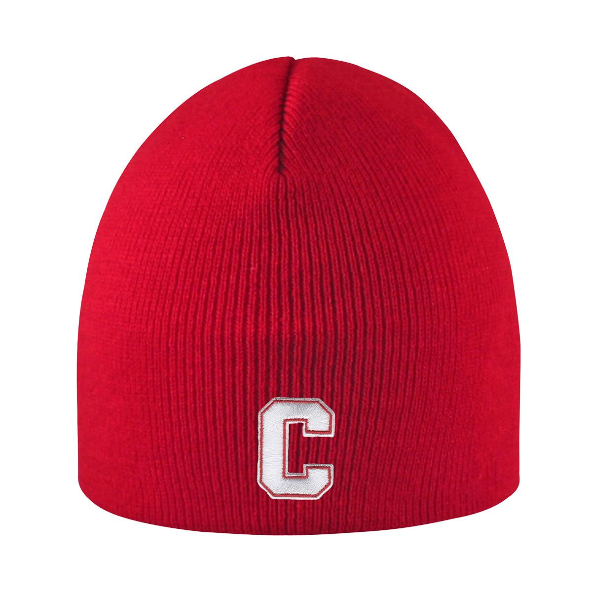 Solid Red with Block C Ribbed Beani