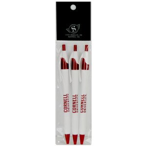 Pen - 3 Pack Ballpoint - White With Red Imprint
