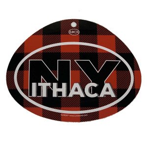 Buffalo Plaid Ithaca NY With Black NY Decal